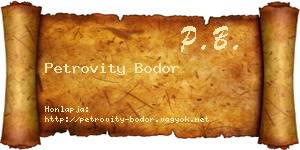 Petrovity Bodor névjegykártya